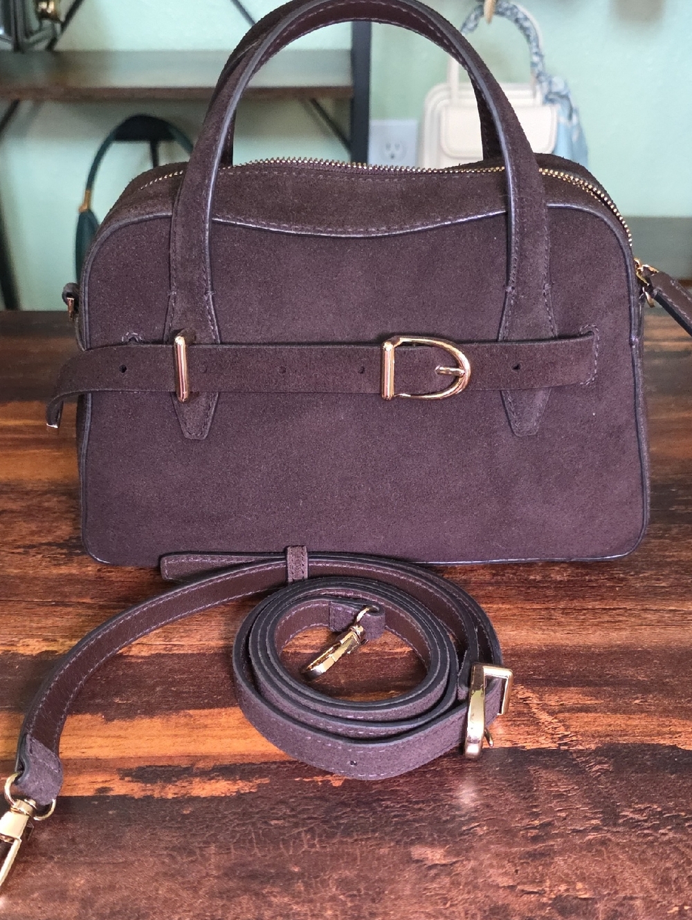 Madewell Mini Belted Crossbody Bag - Dark Carob Suede